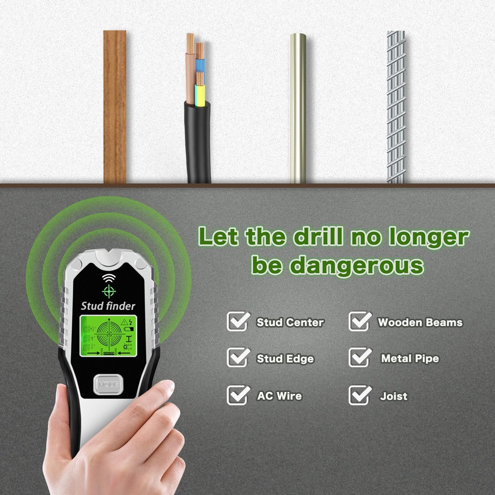 ASWKMOW Stud Finder Wall Scanner6 in 1 Multi-function Stud Finder Tool with U...