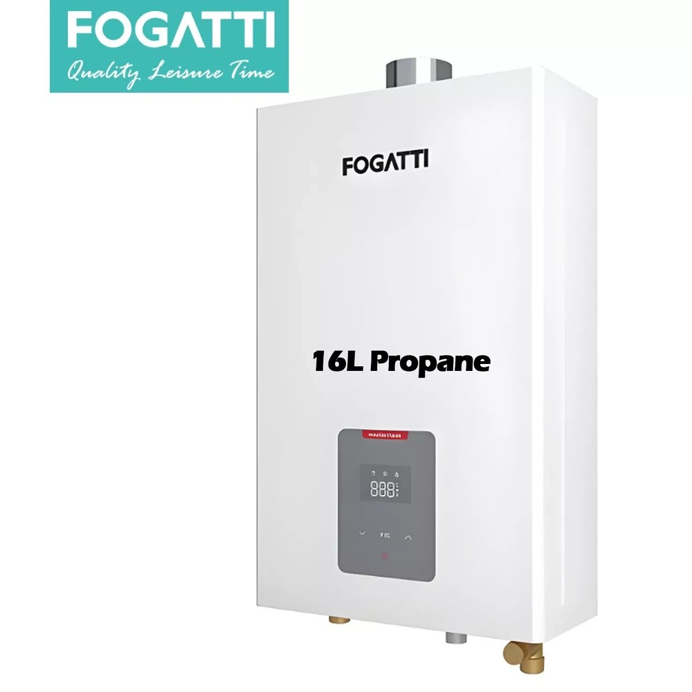 FOGATTI 13L 16L 24L Indoor Tankless Water Heater Gas White Instant Hot On Demand