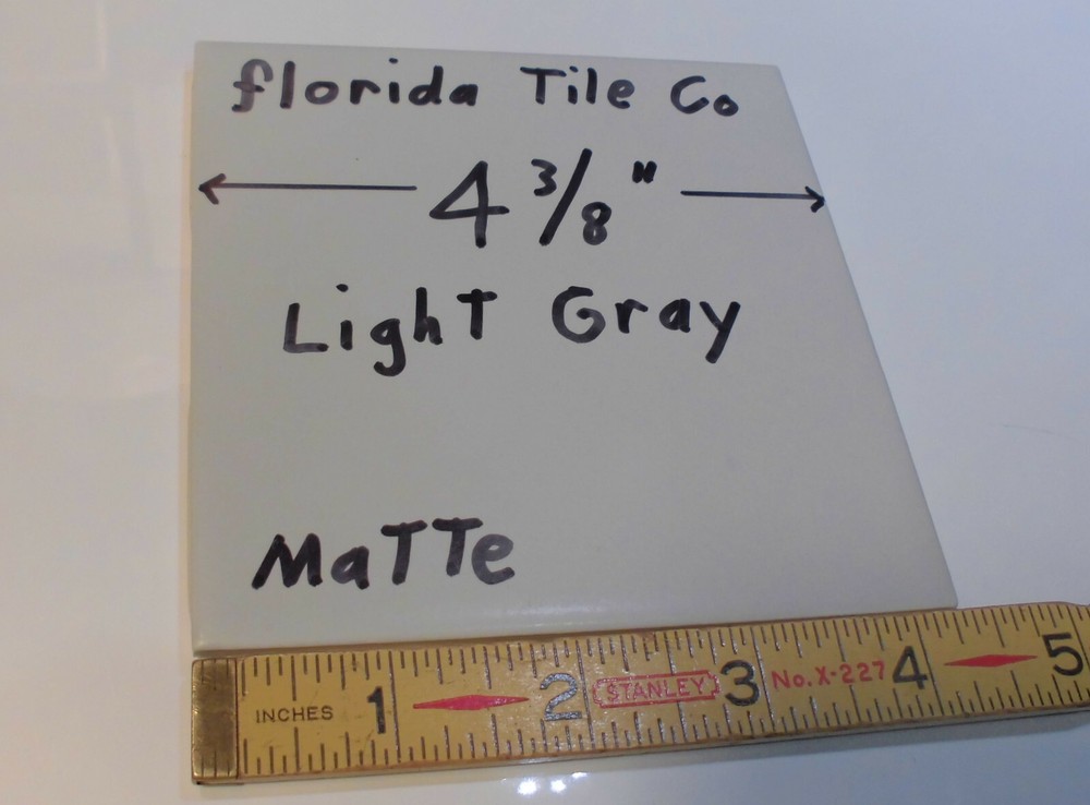 1 pc. *Light Gray* Matte Ceramic Tile 4-3/8" by Florida Tile Co. NOS