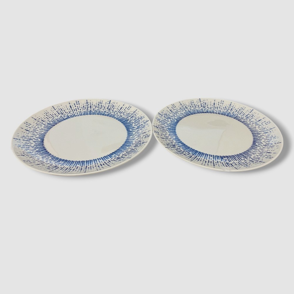 NEIMAN MARCUS 6-Piece Blue White Drizzle Dinnerware Set