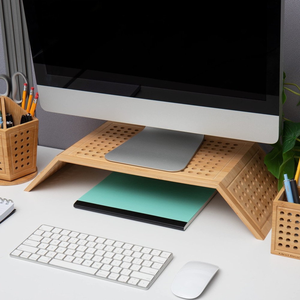 Monitor Stand, Ventilated Laptop Riser, Desktop Organizer, Office, Rayon from...