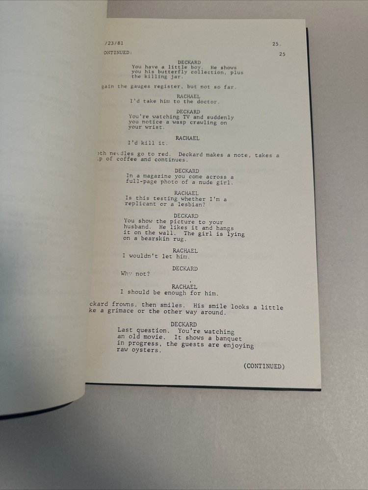 RARE Original BLADE RUNNER Movie Script Screenplay 1982 Harrison Ford Ridley
