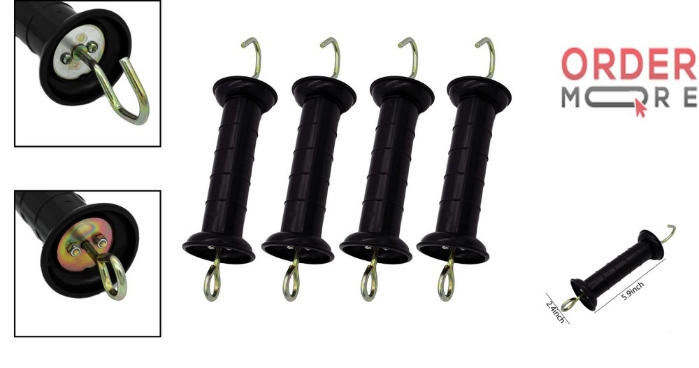 4 Pcs Plastic Electric Fence Gate Handle with Insulators Spring for Easy Use