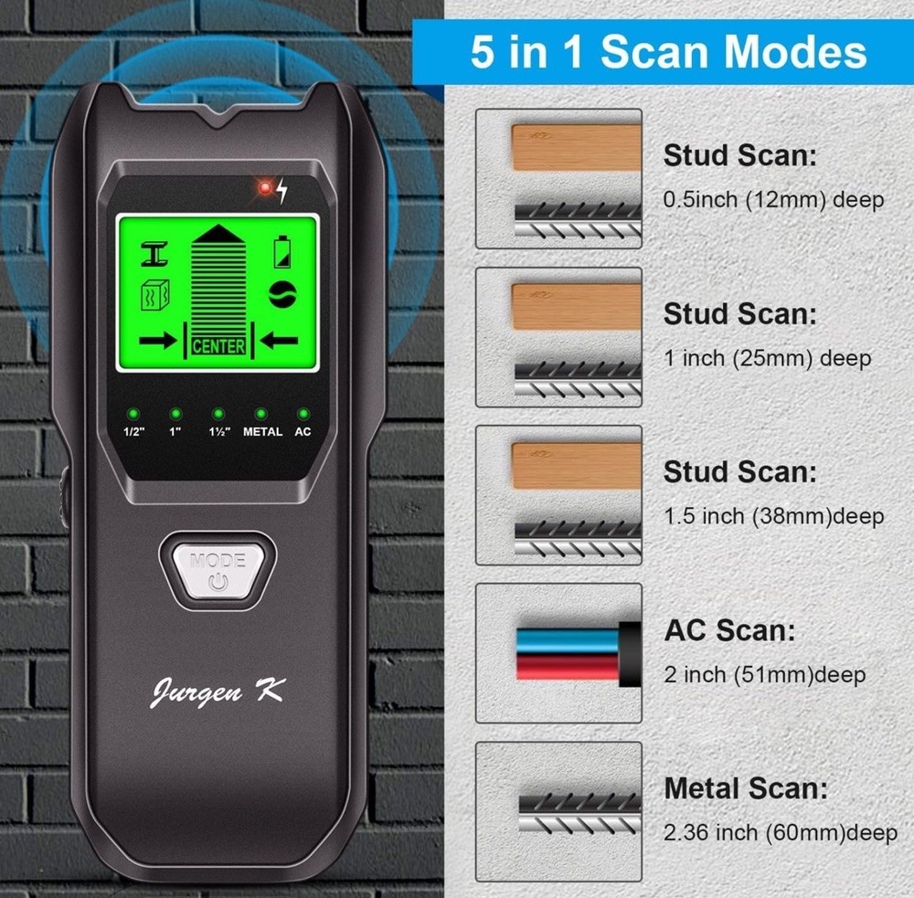 5-in-1 Wall Scanner Stud Finder Beam Detector with Smart Sensor Open Box