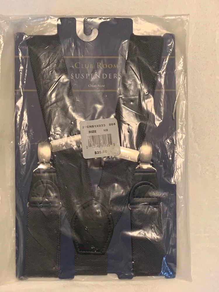 CLUB ROOM MEN'S SOLID GREY SUSPENDERS SIZE NS