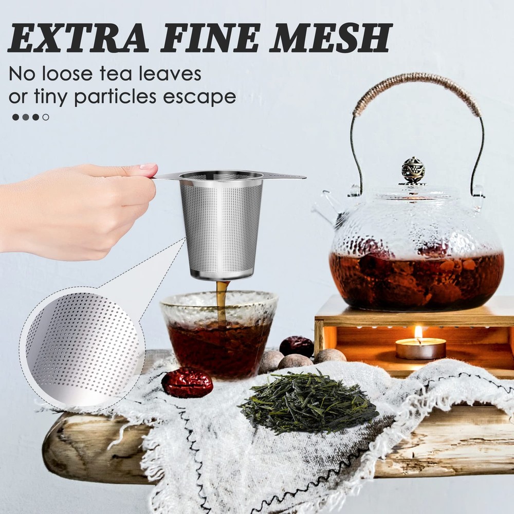 Extra Fine 18/8 Stainless Steel Tea Infuser Mesh Strainer with 1 Pack, Silver