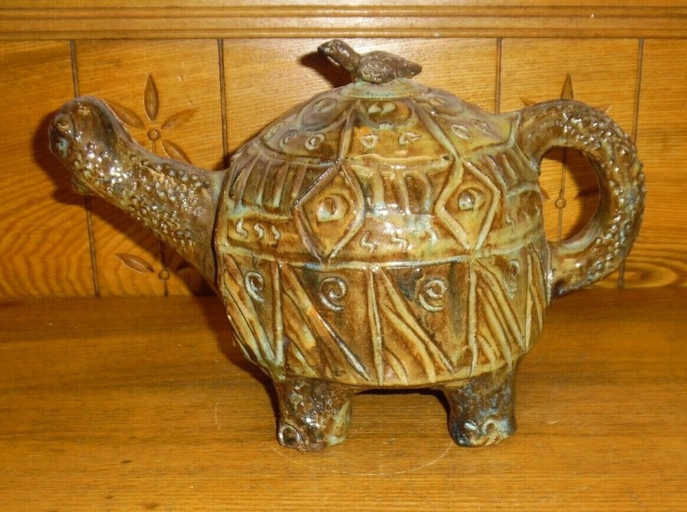 Decorative Studio Art Pottery Turtle Teapot