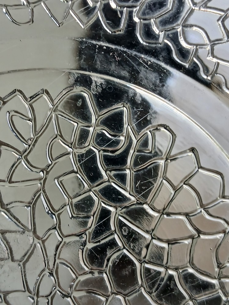 2 Octagonal Shaped 1930's Smith Crackle Clear Glass Plates 8.2"