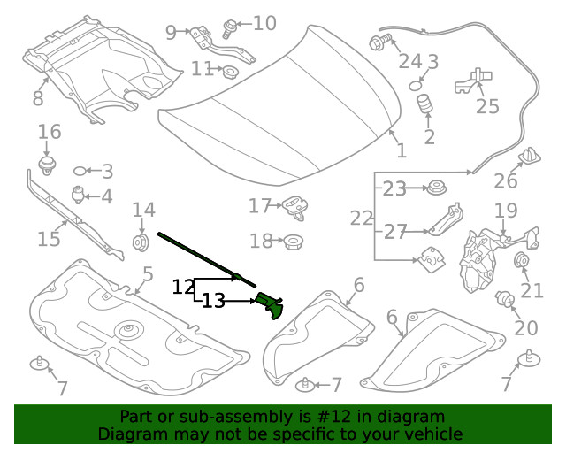 Genuine Subaru Stay Rod 57251AN00A