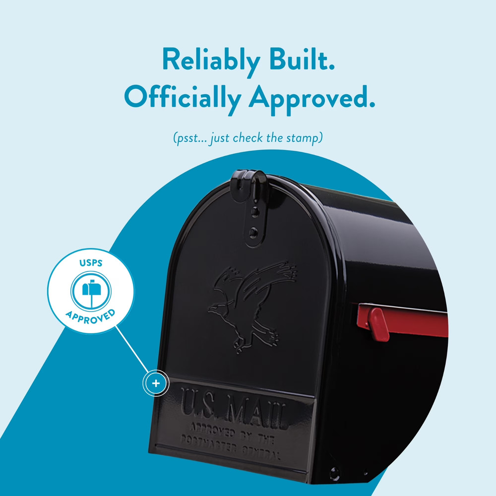 Architectural Mailboxes Elite Galvanized Steel, Large, Post-Mount Mailbox in Bla