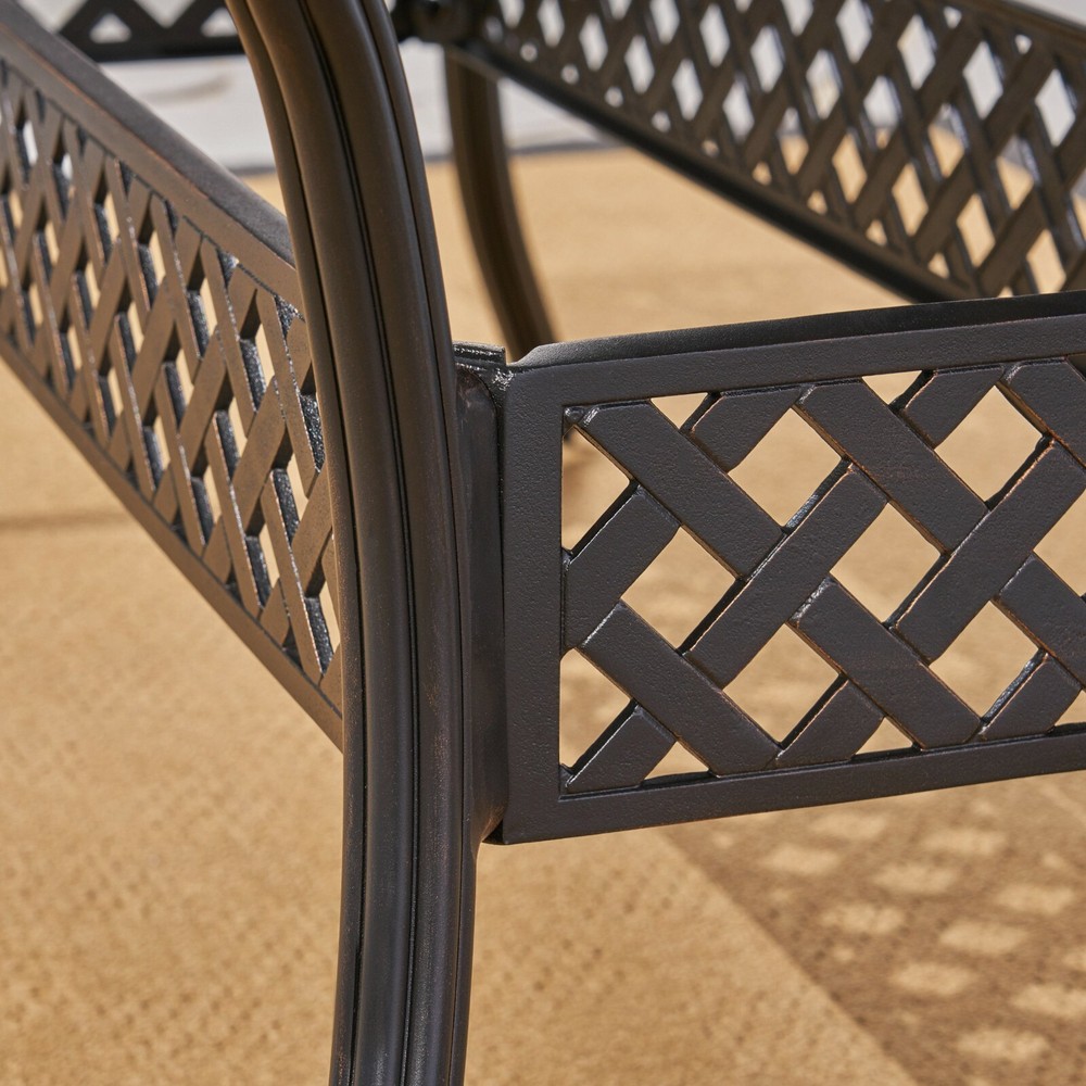 Phoenix Expandable Patio Dining Table, 64" - 81", Cast Aluminum, Shiny Copper