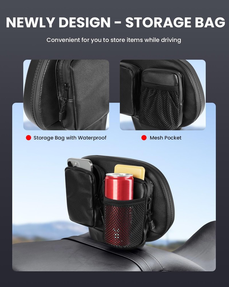 Aunseek Driver Backrest Adjustable Ride Plug-in Motorcycle Black