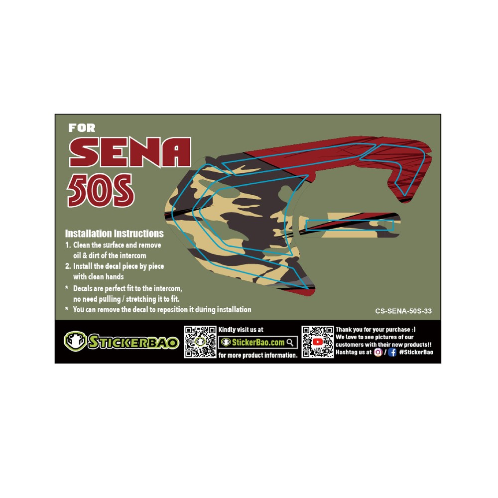 Camo Device Surface Sticker For SENA 50S Intercom x1