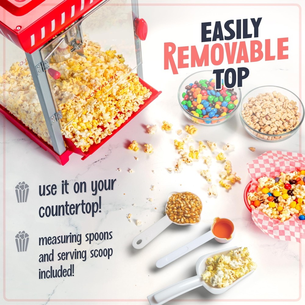 Nostalgia Popcorn Maker Machine - Professional Cart With 2.5 Oz Kettle Makes ...