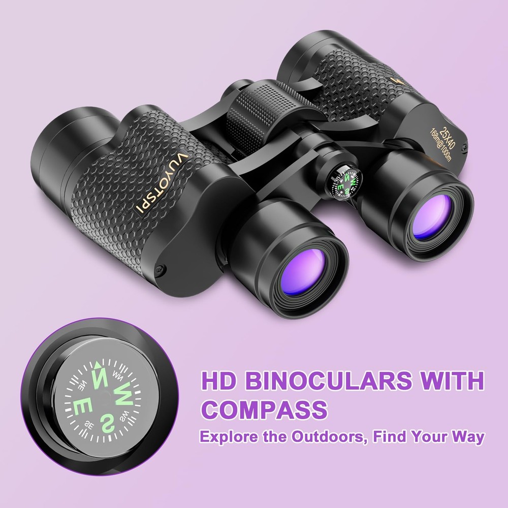25x40 Binoculars for Adults High Powered with Compass, Compact HD Waterproof ...