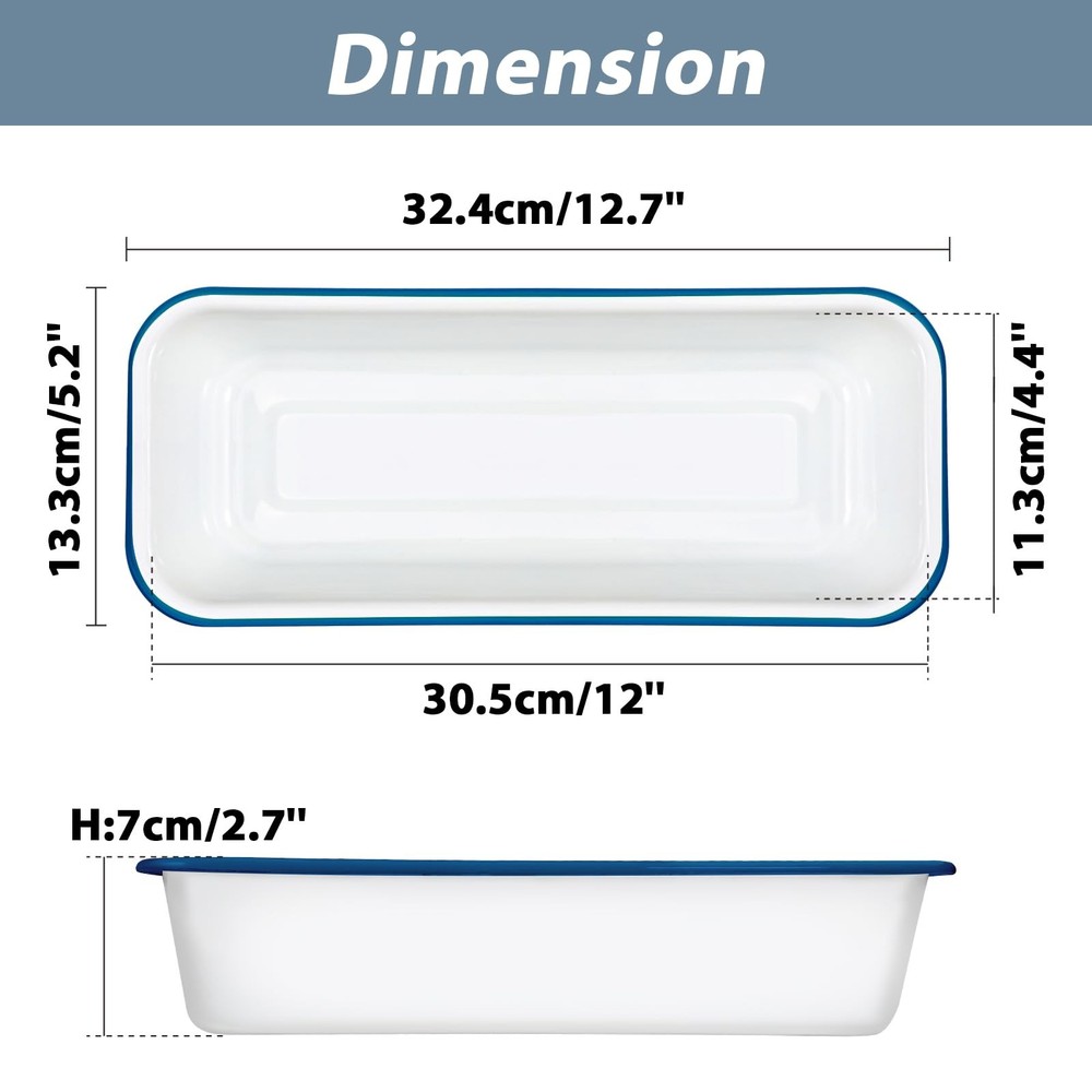 Large Enamel Bread Pan, Long Banana Bread Loaf Pan for Baking, Non-Stick Rect...