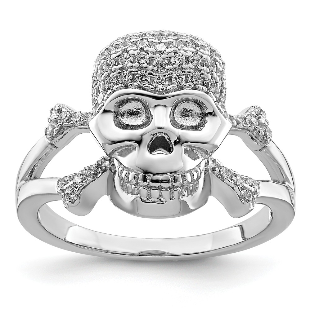 Silver  and CZ Skull Ring QR6197