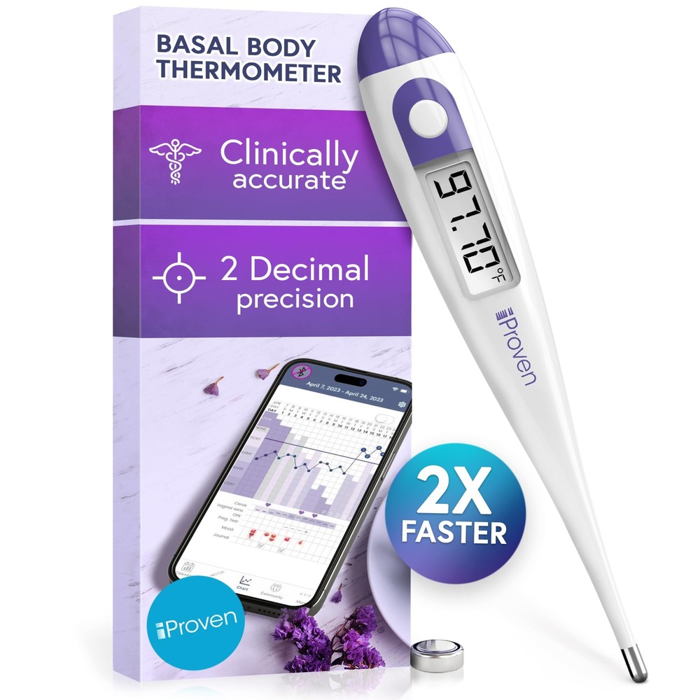 Digital Basal Body Thermometer 1/100th Degree High Precision Quick 60-Sec Rea...