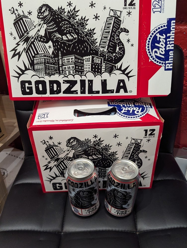 Complete Attack Peter Toho PBR Godzilla Pabst Blue Ribbon Full Case Empty Cans