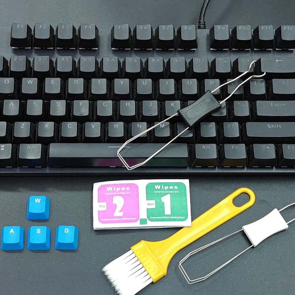 Atdcoek Keycap Puller & Switch Set with Keyboard Cleaning Brush Black
