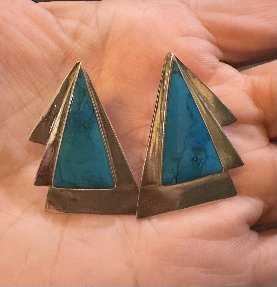 Sterling Silver 925 Turquoise Arrowhead Dangle Earrings