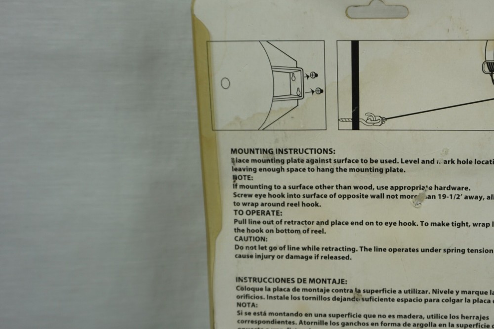 Everbilt 20' Retractable Clothesline Line Pulls Out To Any Length New