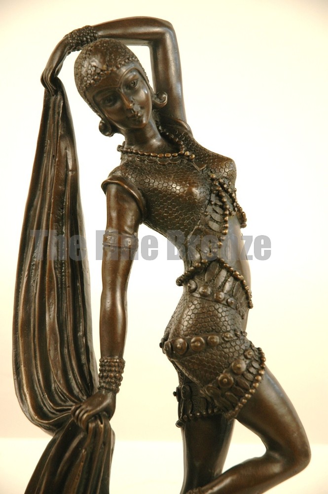 Signed D.H.Chiparus, bronze statue art deco dancer Yambo sculpture