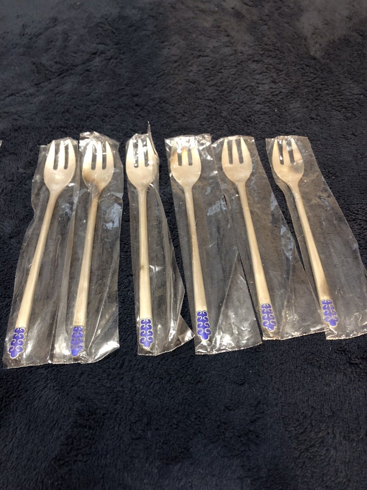 12 ,80% Silver Cocktail Servers,with Blue Enamel.