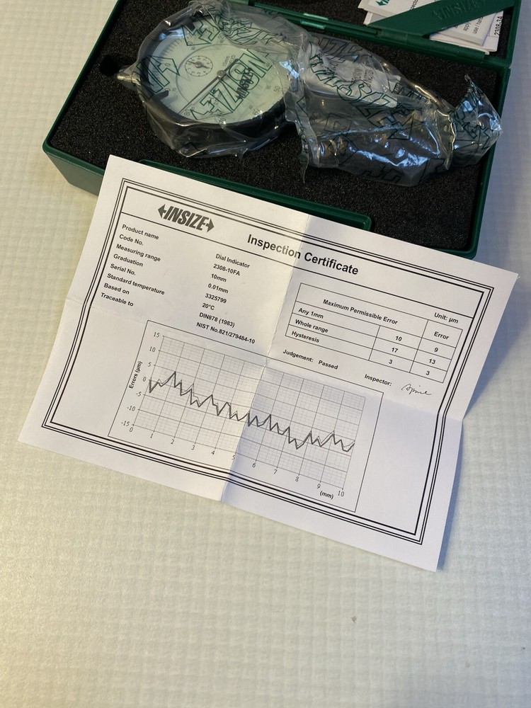 INSIZE Dial Indicator - Flat Back: 0 to 10 mm Range, Continuous Reading