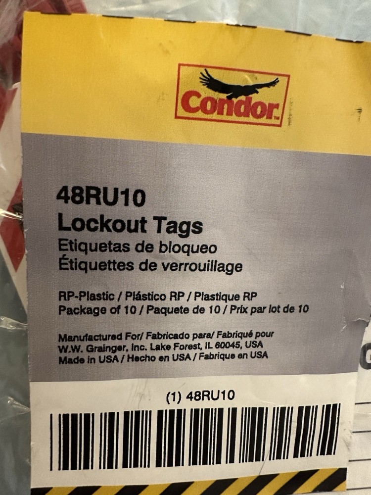 CONDOR     48RU10   Lockout Tags   ( 10 PK )