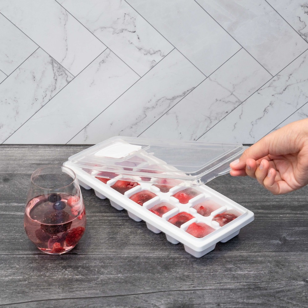 2 Pack Ice Cube Tray with Lid - 14 Molds for Everyday Beverage Use