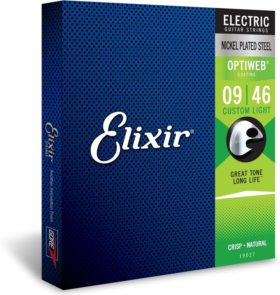 Elixir 19027 Optiweb Coated Nickel Plated Steel Electric Guitar Strings, 9-46