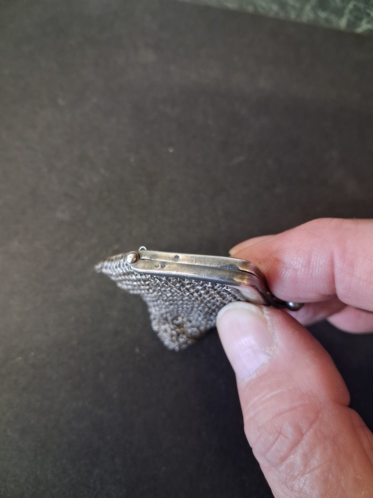 Antique 800 Solid Silver Mesh Purse Sweden Scandinavian chatelaine hallmarked