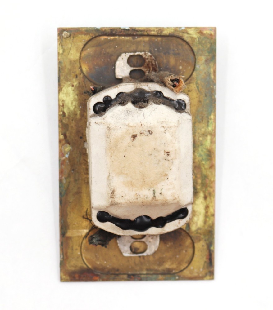 Vintage Two Push Buttons Brass Switch Plate