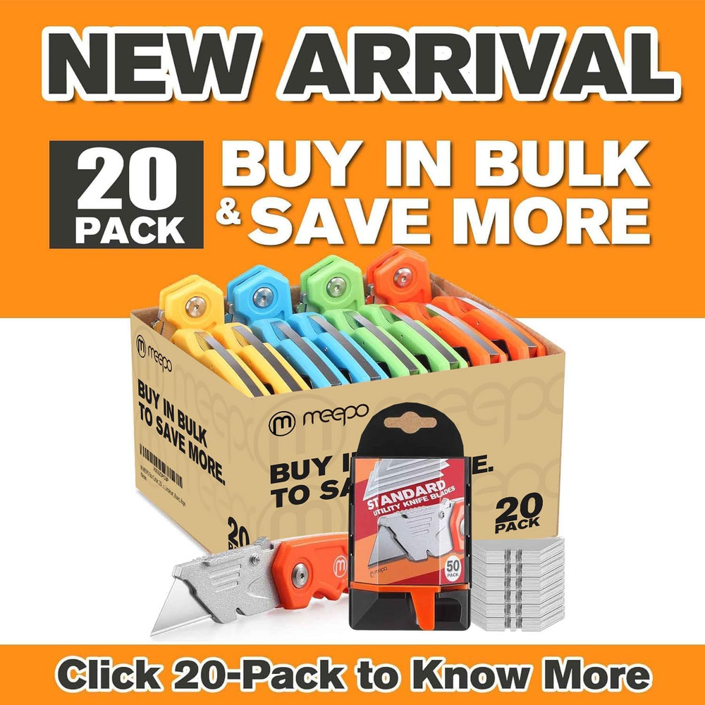 Box Cutter, 4-Pack Tough Folding Box Cutter for Heavy Duty Purpose, Razor Sharp