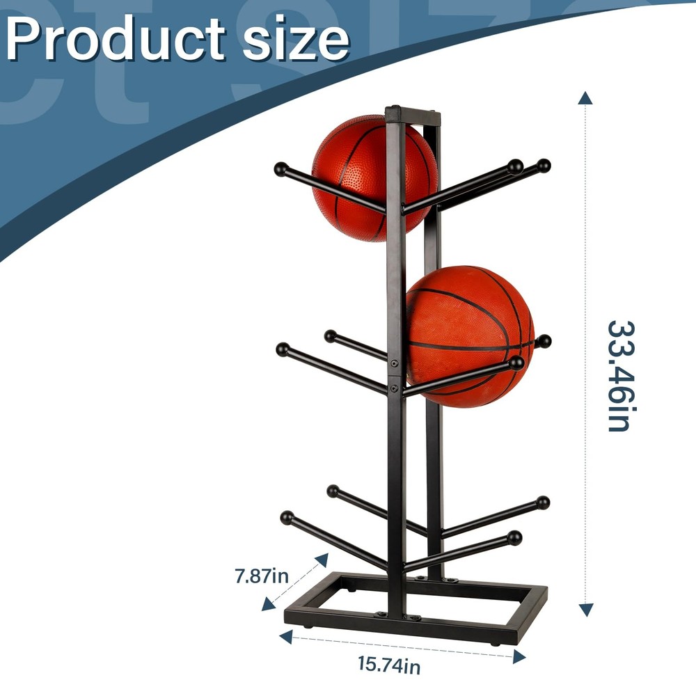3 Layer Double-Sided Basketball Organizer Waterproof Iron Ball Storage Rack S...