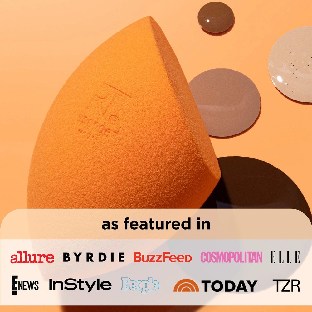 Real Techniques Iconic Blend + Set Makeup Sponge Duo, Orange & Pink, 2 Count