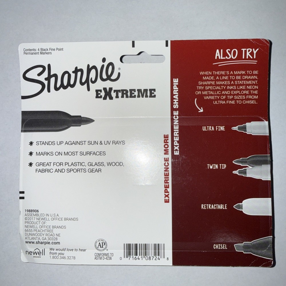 Sharpie Extreme Permanent Markers, Black, 4-Count