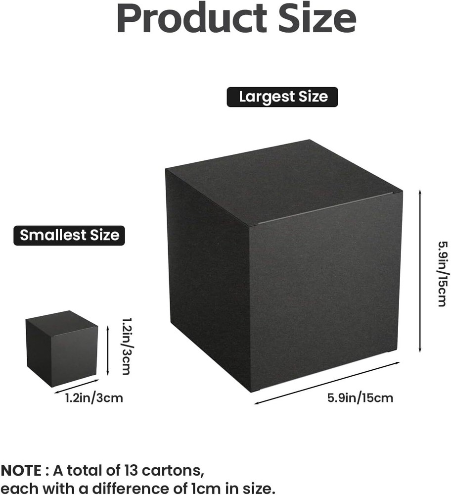 Prank Gift Box, 13PCS Stackable Surprise Box 1 Count (Pack of 13), Black