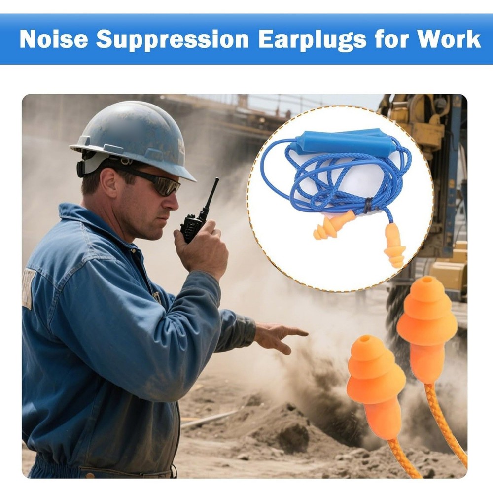 Durable 2-Set Blue Bluetooth Earplugs for Hearing Protection Noisy Environment