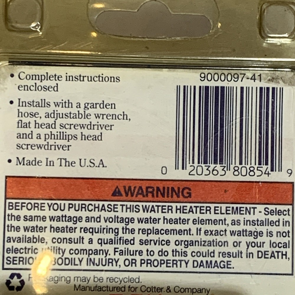 NEW True Value Low Watt Density Heating Element For All Heater Universal Flange