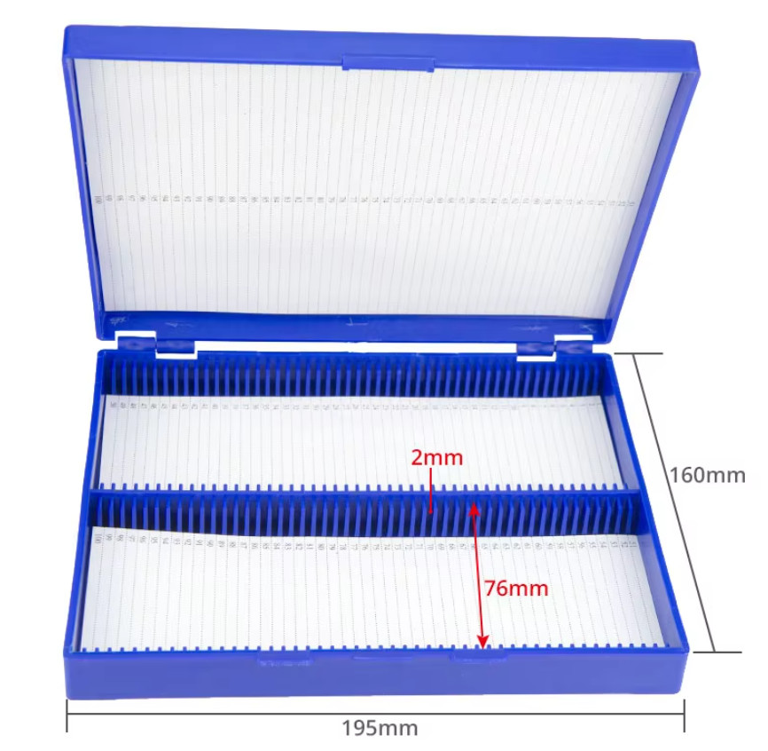 1pc Plastic Microscope Slides Storage Box 100pcs Pathological Slides Holder Case