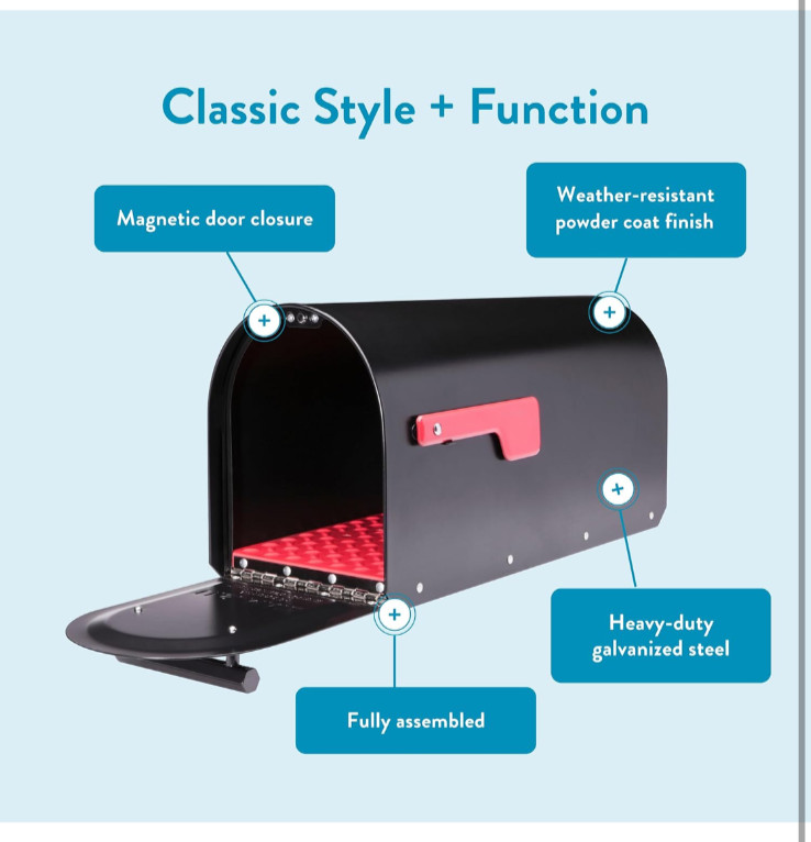 MAILBOX 5560B-R-10 Architectural Mailboxes Sequoia Post Mount Mailbox, Large, BL