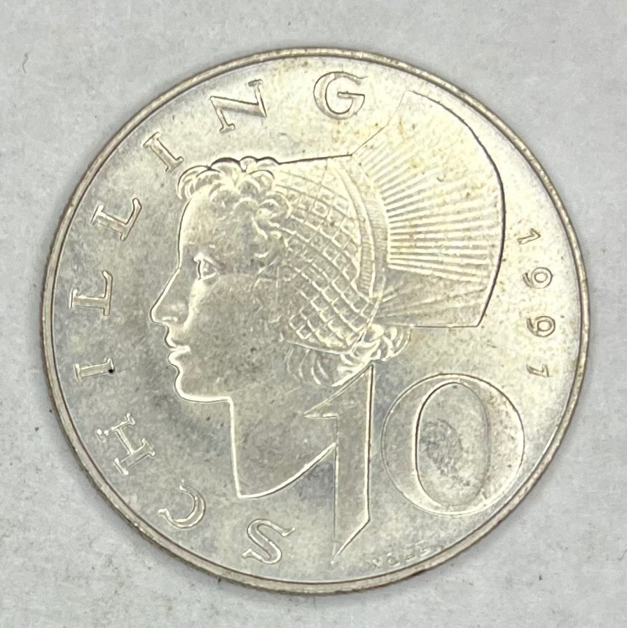 1991 Austria 10 Schilling coin
