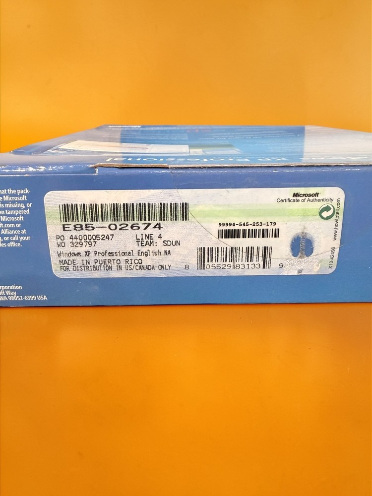 Microsoft Windows XP Professional SP2 Full Retail MS WIN PRO Open Box New