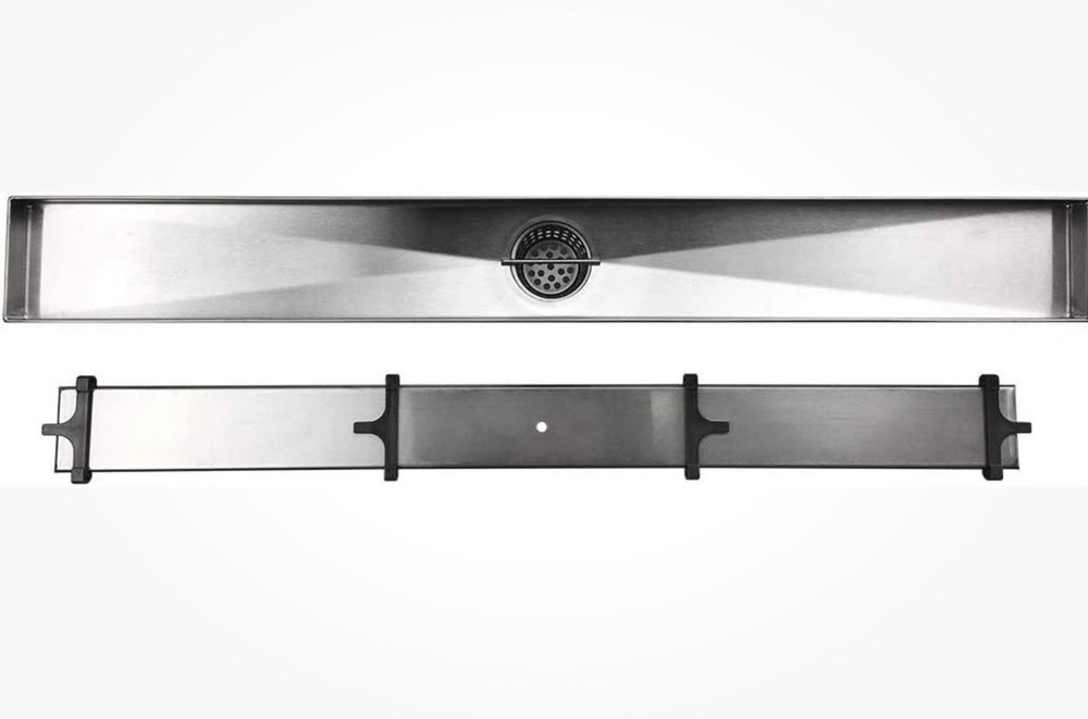 Linear Shower Drain, 24 Inch Invisible 2 in 1 Tile Insert&Flat Cover, (open Box)