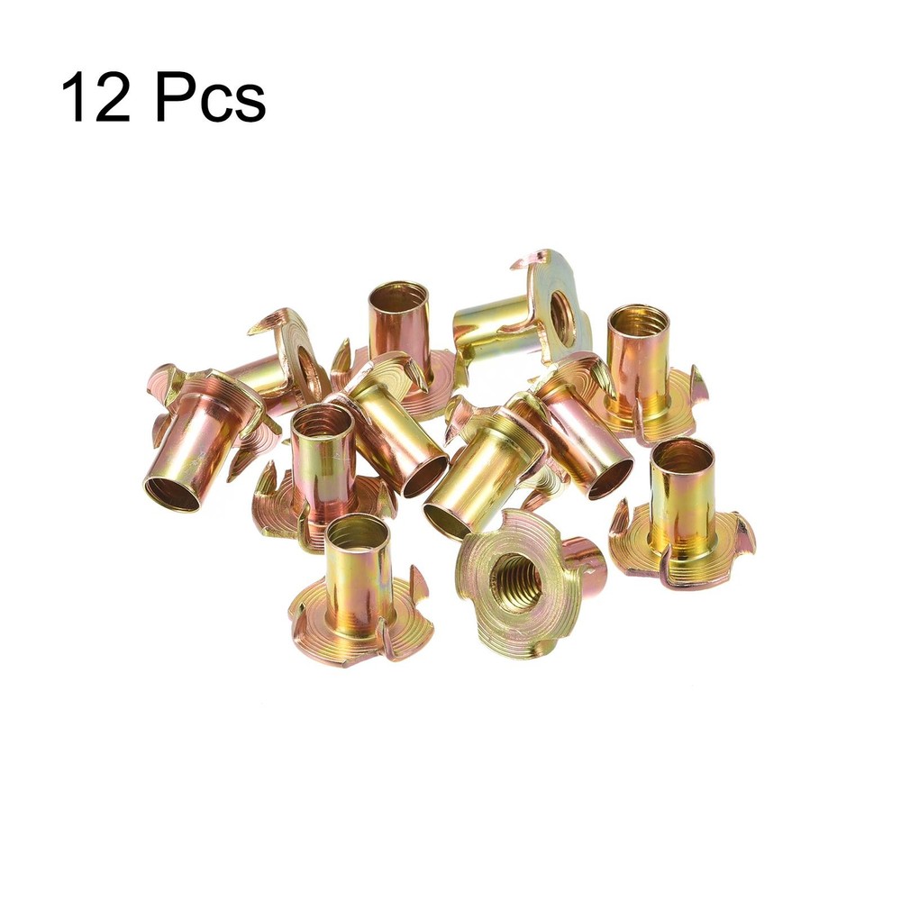 M8x16mm T Nuts 4 Rivets T Nut Carbon Steel Threaded Inserts 12pcs