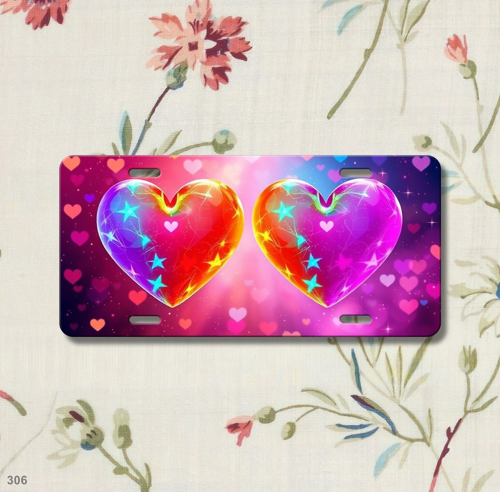 Beautiful Hearts License Plate Personalized Auto Tag Unique Gift