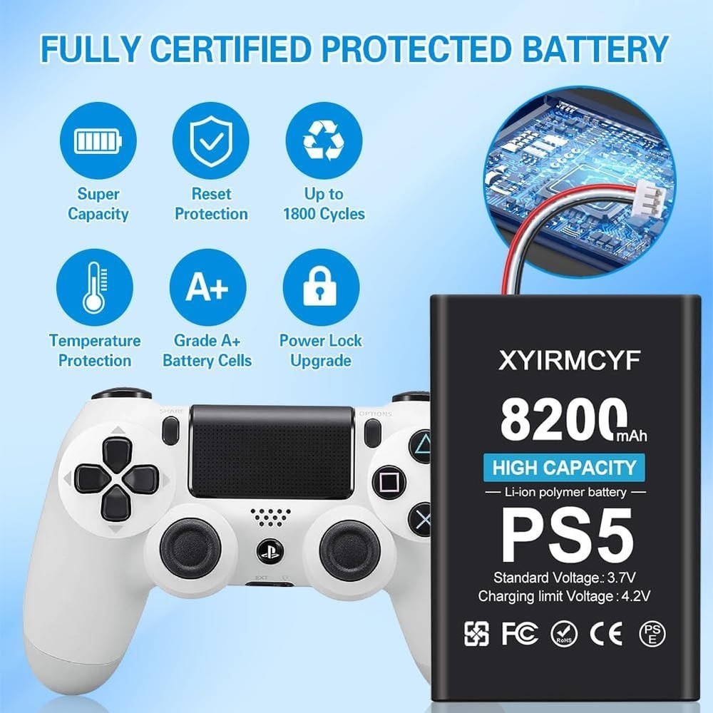 PS5 Controller Replacement Batteries - 2PCS 8200mAh 0-Cycle for CFI-ZCT1W