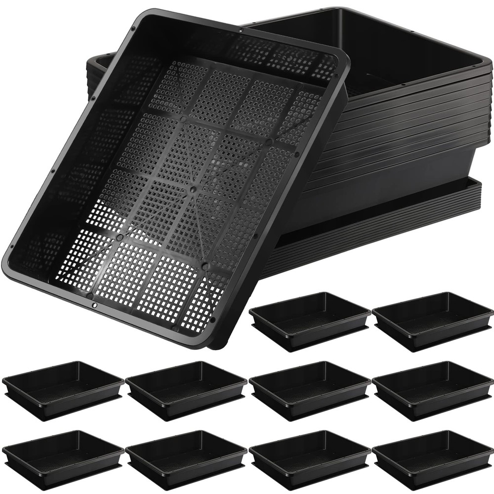 10 Set/20 pcs Mesh Bottom Trays and Trays mat, Soil Blocking Trays Seed Start...